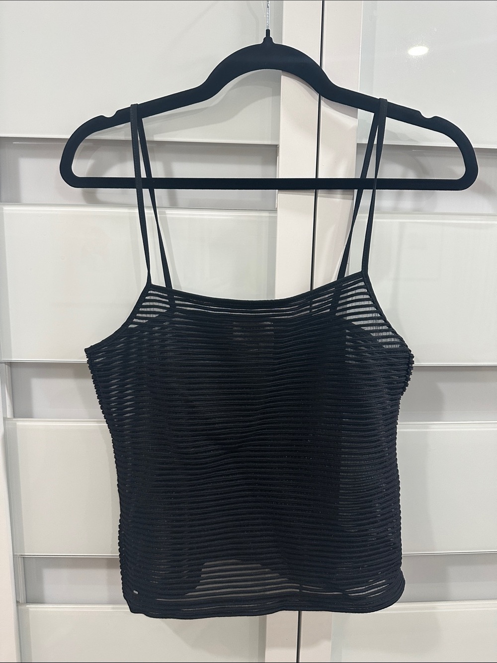 Armani Collezioni Black Striped Mesh Camisole